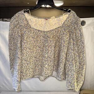 Levis Ellora Blouse 2X Petal Floral Starlight Puff Sleeves Crop Cottagecore Boho